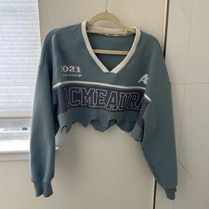 ACME Blue V-Neck Cropped Sweatshirt & Pants Set